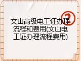 文山高级电工证办理流程和费用(文山电工证办理流程费用)