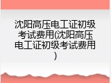 沈阳高压电工证初级考试费用(沈阳高压电工证初级考试费用)
