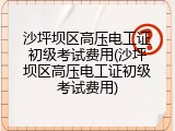 沙坪坝区高压电工证初级考试费用(沙坪坝区高压电工证初级考试费用)