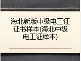 海北新版中级电工证证书样本(海北中级电工证样本)