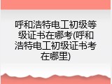 呼和浩特电工初级等级证书在哪考(呼和浩特电工初级证书考在哪里)