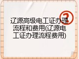 辽源高级电工证办理流程和费用(辽源电工证办理流程费用)