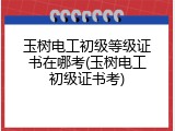 玉树电工初级等级证书在哪考(玉树电工初级证书考)