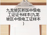 九龙坡区新版中级电工证证书样本(九龙坡区中级电工证样本)