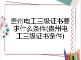 贵州电工三级证书要求什么条件(贵州电工三级证书条件)