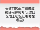 大渡口区电工初级等级证书在哪考(大渡口区电工初级证书考在哪里)