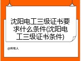 沈阳电工三级证书要求什么条件(沈阳电工三级证书条件)