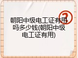 朝阳中级电工证有用吗多少钱(朝阳中级电工证有用)