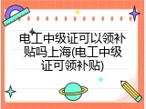 电工中级证可以领补贴吗上海(电工中级证可领补贴)