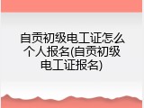 自贡初级电工证怎么个人报名(自贡初级电工证报名)