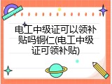 电工中级证可以领补贴吗铜仁(电工中级证可领补贴)