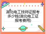 湖北电工技师证报考多少钱(湖北电工证报考费用)
