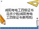 咸阳考电工四级证书花多少钱(咸阳考电工四级证书费用高)