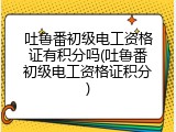 吐鲁番初级电工资格证有积分吗(吐鲁番初级电工资格证积分)