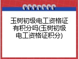 玉树初级电工资格证有积分吗(玉树初级电工资格证积分)