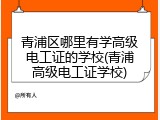 青浦区哪里有学高级电工证的学校(青浦高级电工证学校)