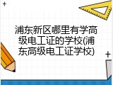 浦东新区哪里有学高级电工证的学校(浦东高级电工证学校)