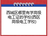 西城区哪里有学高级电工证的学校(西区高级电工学校)