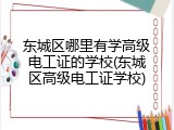 东城区哪里有学高级电工证的学校(东城区高级电工证学校)