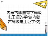 内蒙古哪里有学高级电工证的学校(内蒙古高级电工证学校)