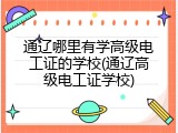 通辽哪里有学高级电工证的学校(通辽高级电工证学校)