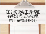 辽宁初级电工资格证有积分吗(辽宁初级电工资格证积分)