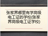张家界哪里有学高级电工证的学校(张家界高级电工证学校)