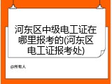 河东区中级电工证在哪里报考的(河东区电工证报考处)
