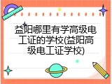益阳哪里有学高级电工证的学校(益阳高级电工证学校)