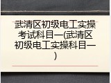 武清区初级电工实操考试科目一(武清区初级电工实操科目一)