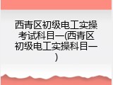 西青区初级电工实操考试科目一(西青区初级电工实操科目一)