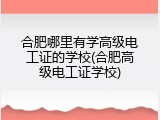 合肥哪里有学高级电工证的学校(合肥高级电工证学校)