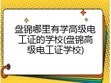 盘锦哪里有学高级电工证的学校(盘锦高级电工证学校)