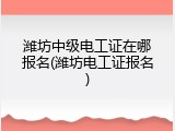潍坊中级电工证在哪报名(潍坊电工证报名)