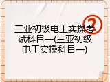 三亚初级电工实操考试科目一(三亚初级电工实操科目一)