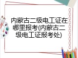 内蒙古二级电工证在哪里报考(内蒙古二级电工证报考处)