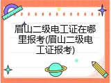 眉山二级电工证在哪里报考(眉山二级电工证报考)