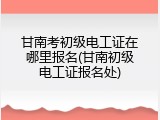 甘南考初级电工证在哪里报名(甘南初级电工证报名处)