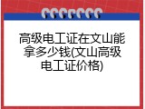 高级电工证在文山能拿多少钱(文山高级电工证价格)