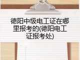 德阳中级电工证在哪里报考的(德阳电工证报考处)