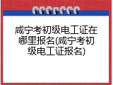 咸宁考初级电工证在哪里报名(咸宁考初级电工证报名)