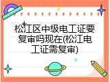 松江区中级电工证要复审吗现在(松江电工证需复审)
