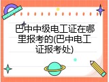巴中中级电工证在哪里报考的(巴中电工证报考处)