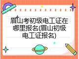 眉山考初级电工证在哪里报名(眉山初级电工证报名)