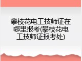 攀枝花电工技师证在哪里报考(攀枝花电工技师证报考处)