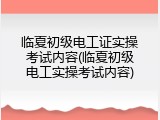 临夏初级电工证实操考试内容(临夏初级电工实操考试内容)