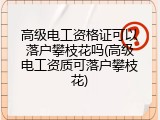 高级电工资格证可以落户攀枝花吗(高级电工资质可落户攀枝花)