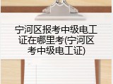 宁河区报考中级电工证在哪里考(宁河区考中级电工证)