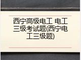 西宁高级电工 电工三级考试题(西宁电工三级题)