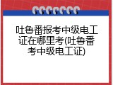 吐鲁番报考中级电工证在哪里考(吐鲁番考中级电工证)